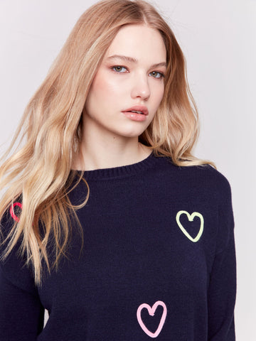 Charlie B- Crew Neck Heart Sweater