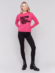 Charlie B- Magenta Cities Boucle Sweater