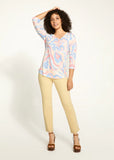 FDJ-3/4 Sleeve Scoop Neck Top, Groovy