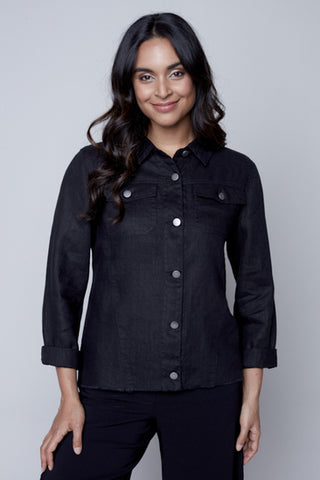 Carre Noir - Black Linen Jacket