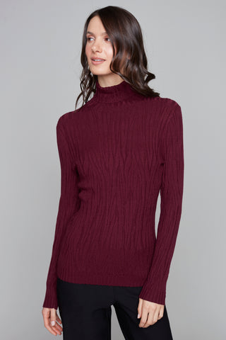 Carre Noir- Cabernet Textured Turtle Neck