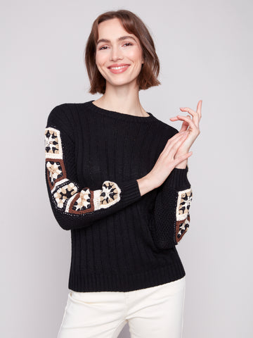 Charlie B- Crochet Sleeve Sweater