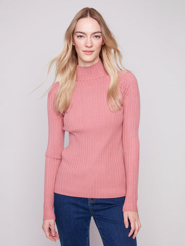 Charlie B- Ribbed Mock Neck Sweater