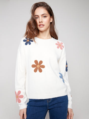 Charlie B-Sweater with Boucle Flowers
