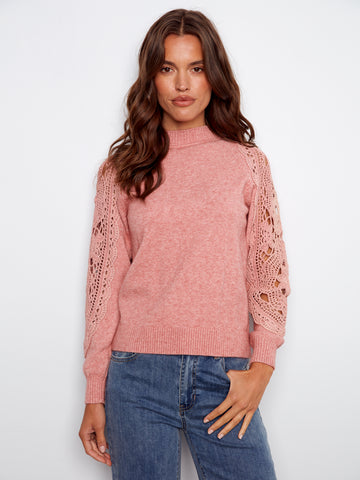 Charlie B- Primerose Crochet Sleeve Sweater