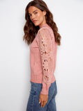Charlie B- Primerose Crochet Sleeve Sweater
