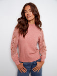 Charlie B- Primerose Crochet Sleeve Sweater