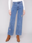 Charlie B - Flower and Sequin Embroidered Jeans