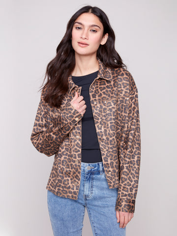 Charlie B- Leopard Print Scuba Coat