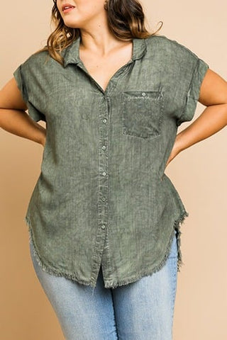 Umgee - Mineral Washed Button Up Top