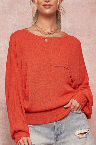 Promesea - Coral solid knit sweater