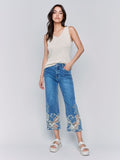 Charlie B- Flare Leg Pant with Lace