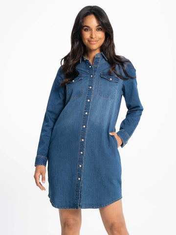 Lois- long-sleeve denim shirtdress