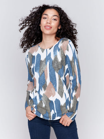 Charlie B- Printed Round Hem Sweater