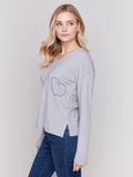 Charlie B - Heart Embroidered Sweater