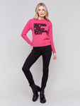 Charlie B- Magenta Cities Boucle Sweater