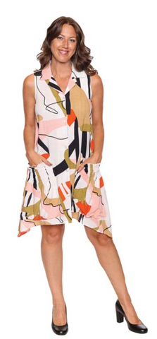 Papa Fashions - Printed Collared Shirt Dress