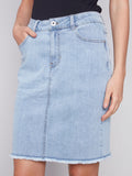 Charlie B- Frayed Hem Denim Skort