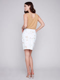 Charlie B- Embroidered White Denim Skort