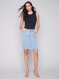 Charlie B- Frayed Hem Denim Skort